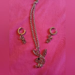 PLAYBOY Pink and Silver Jewelry Set